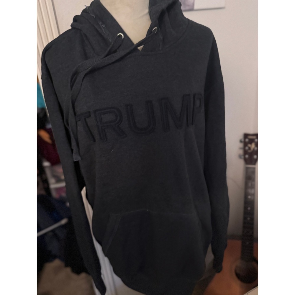 New Agenda by Perrin Trump Hoodie Mens Large Navy Blue Embossed Pullover
